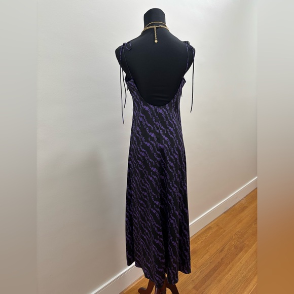 526. NWT! Sandro Black and Purple Ruched V-Neck Maxi Dress - Picture 2 of 8